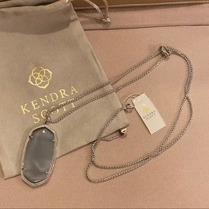 Kendra Scott Silver Reid Necklace Slate Cat's Eye